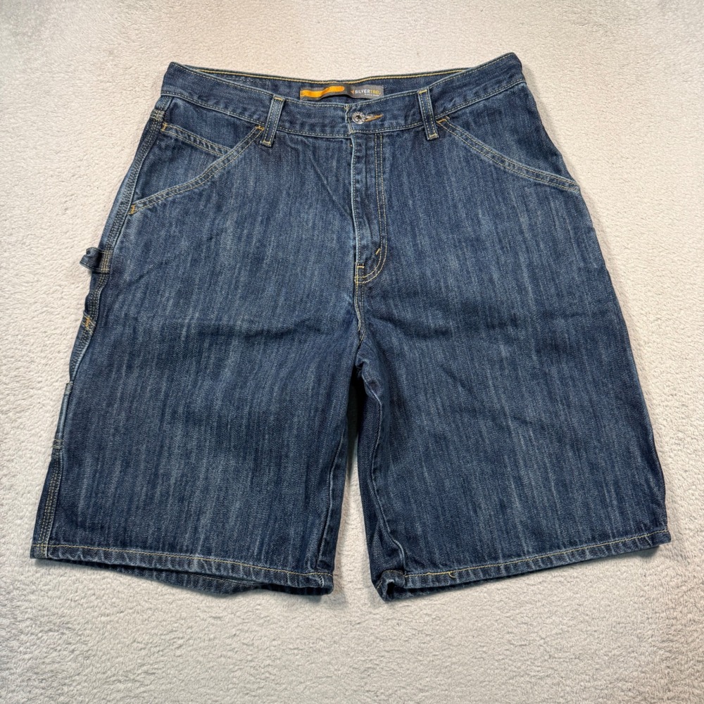 Vintage Y2K Levis SilverTab Carpenter Shorts Mens 33 Blue Baggy Denim Utility